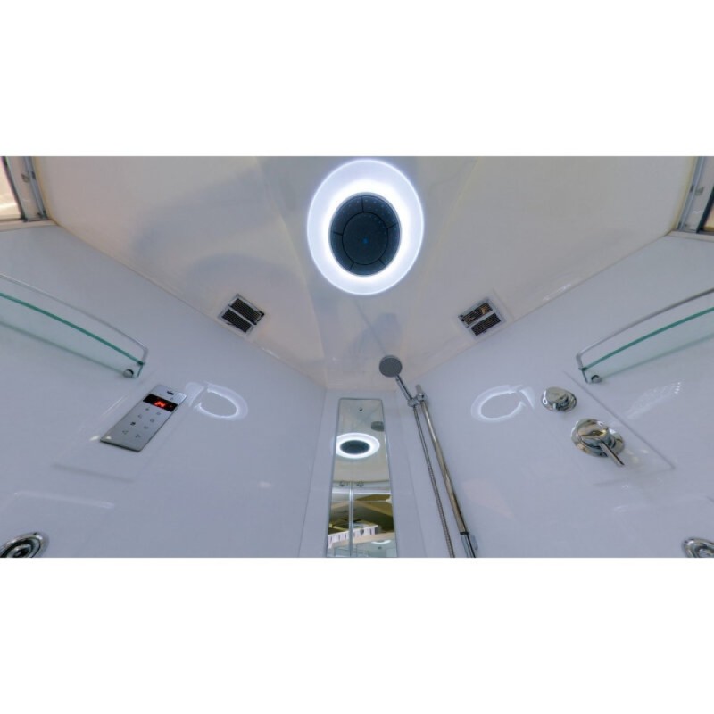 Душевой бокс Timo Lux T-7735C, 135 x 135 см, c крышей, высокий поддон, с гидромассажем, стекла прозрачные, профиль хром