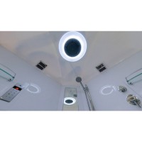 Душевой бокс Timo Lux T-7735C, 135 x 135 см, c крышей, высокий поддон, с гидромассажем, стекла прозрачные, профиль хром