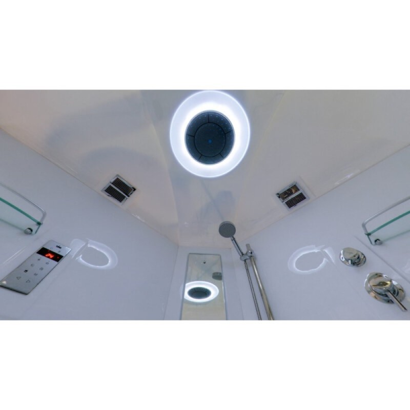 Душевой бокс Timo Lux T-7735C, 135 x 135 см, c крышей, высокий поддон, с гидромассажем, стекла прозрачные, профиль хром