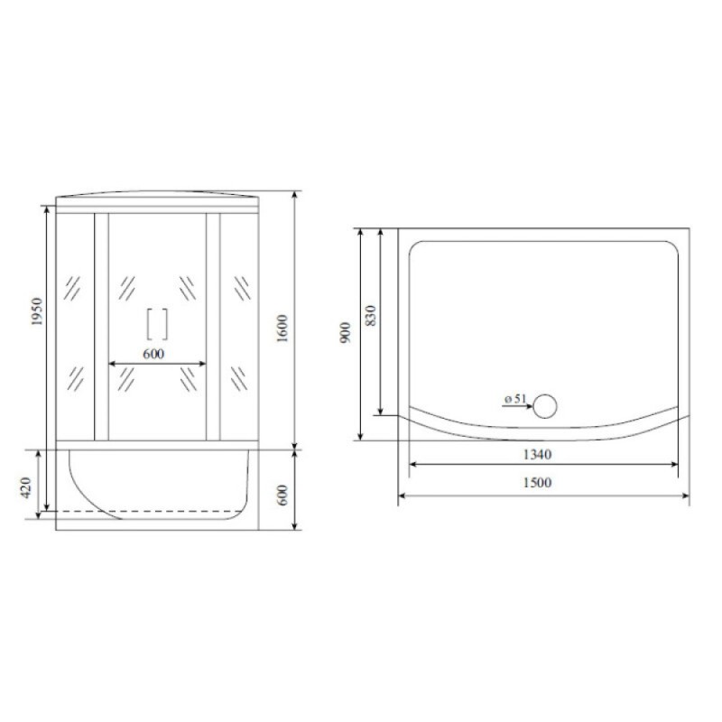 Душевой бокс Timo Lux T-7750(NEW), 150 x 88 см, c крышей, высокий поддон, с гидромассажем, стекла прозрачные, профиль хром