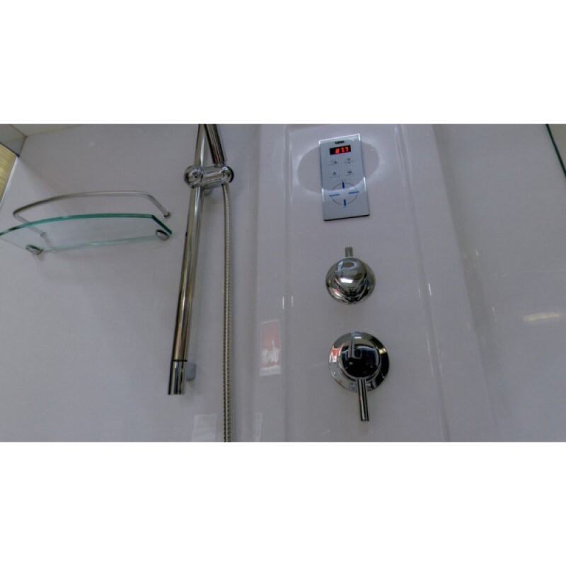 Душевой бокс Timo Lux T-7750(NEW), 150 x 88 см, c крышей, высокий поддон, с гидромассажем, стекла прозрачные, профиль хром