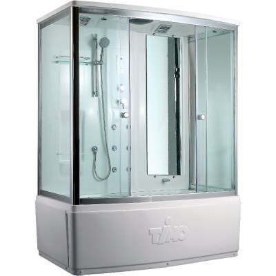 Душевой бокс Timo Lux T-7750(NEW), 150 x 88 см, c крышей, высокий поддон, с гидромассажем, стекла прозрачные, профиль хром