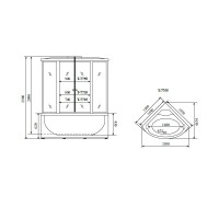 Душевая кабина Timo Lux T-7755-T-STUN, 150 x 150 см, стекло прозрачное, профиль хром, хамам