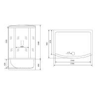 Душевая кабина Timo Lux T-7770-T-STUN, 170 x 90 см, стекло прозрачное, профиль хром, хамам