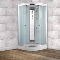 Душевая кабина Timo Comfort T-8801F-T-STUN-T-CH/C, 100 x 100 см, стекло матовое, профиль хром, стекло прозрачное, профиль хром, хамам, крыша, стул