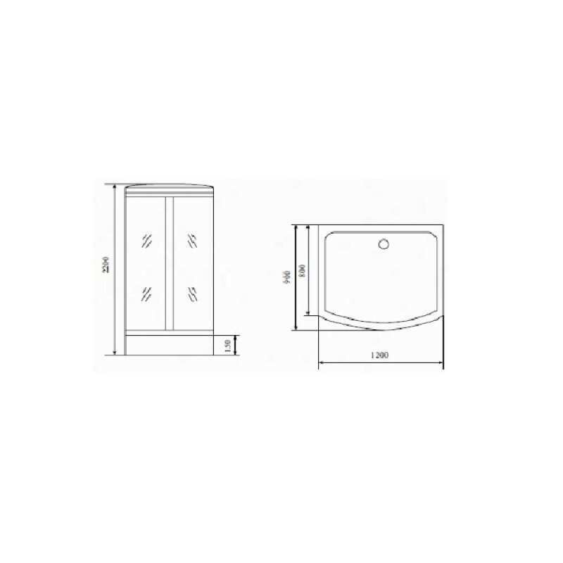 Душевая кабина Timo Comfort Fabric Glass, T-8815F-T-STUN-T-CH/C, 120 x 90 см, стекло матовое, профиль хром, хамам, крыша, стул