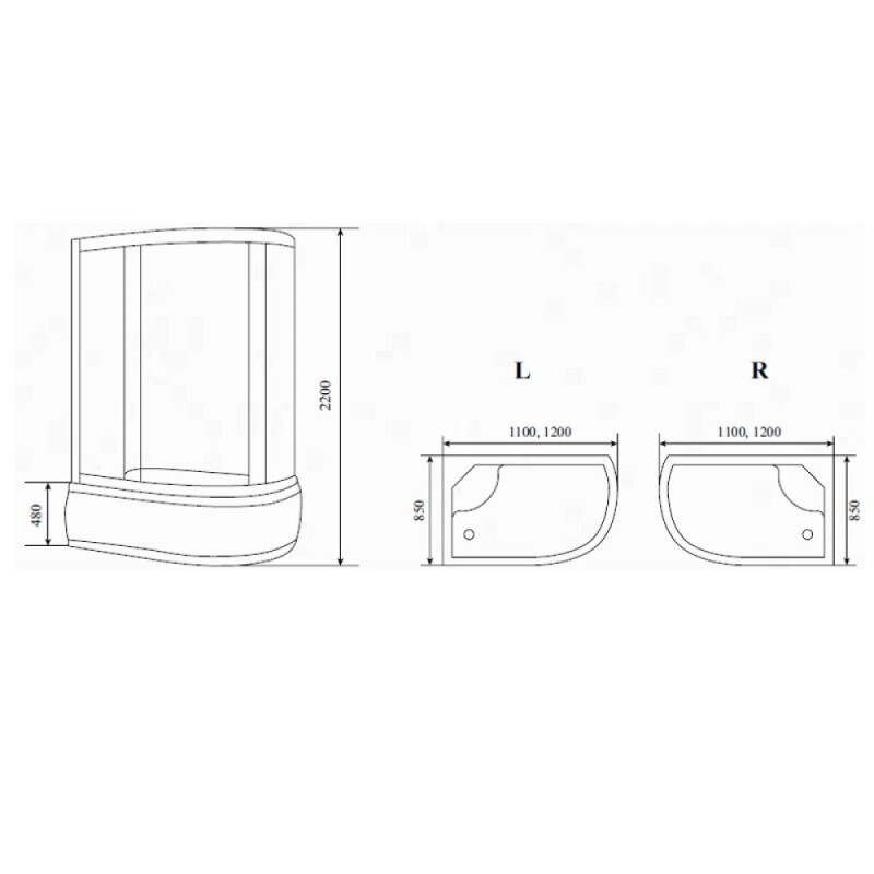 Душевая кабина Timo Comfort Clean Glass T-8820RC, 120 х 85 см, правая, стекло прозрачное, профиль хром