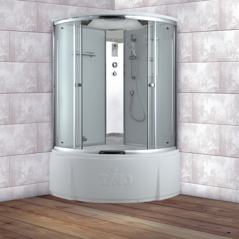Душевая кабина Timo Comfort Fabric Glass, T-8835F-T-STUN, 135 x 135 см, стекло матовое, профиль хром, хамам