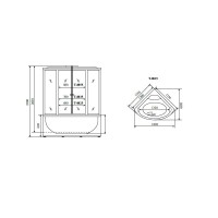 Душевая кабина Timo Comfort Fabric Glass, T-8835F-T-STUN, 135 x 135 см, стекло матовое, профиль хром, хамам