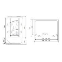Душевая кабина Timo Comfort Fabric Glass, T-8840F-T-STUN, 140 x 88 см, стекло матовое, профиль хром, хамам