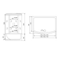 Душевая кабина Timo Comfort Fabric Glass, T-8850F-T-STUN, 150 x 88 см, стекло матовое, профиль хром, хамам