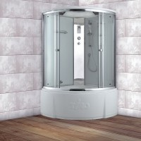 Душевая кабина Timo Comfort Fabric Glass, T-8855F-T-STUN, 150 x 150 см, стекло матовое, профиль хром, хамам