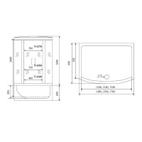 Душевая кабина Timo Comfort Fabric Glass, T-8870F-T-STUN, 170 x 88 см, стекло матовое, профиль хром, хамам