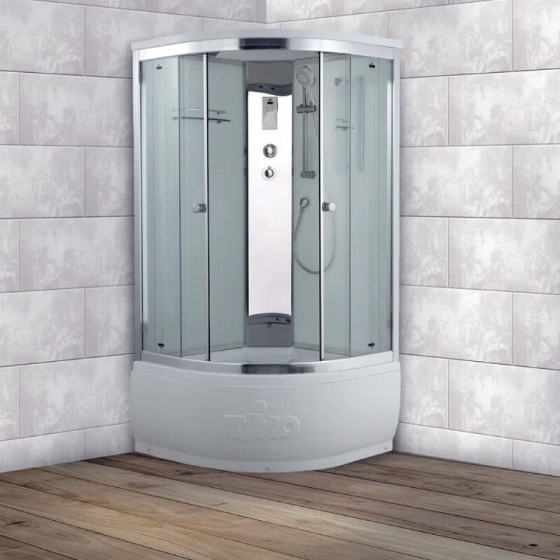 Душевая кабина Timo Comfort Fabric Glass, T-8890F-T-STUN, 90 x 90 см, стекло матовое, профиль хром, хамам
