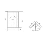 Душевая кабина Timo Comfort Fabric Glass, T-8890F-T-STUN, 90 x 90 см, стекло матовое, профиль хром, хамам