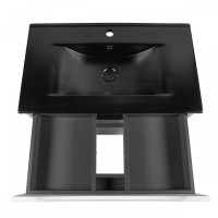Тумба подвесная 80см белая матовая BOND T01805-S05B с черной матовой раковиной S05-808