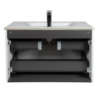Тумба подвесная 80см белая матовая BOND T01805-S05W с белой раковиной S05-800