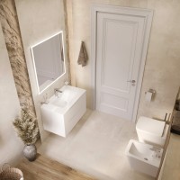 Тумба подвесная 80см белая матовая BOND T01805-S05W с белой раковиной S05-800
