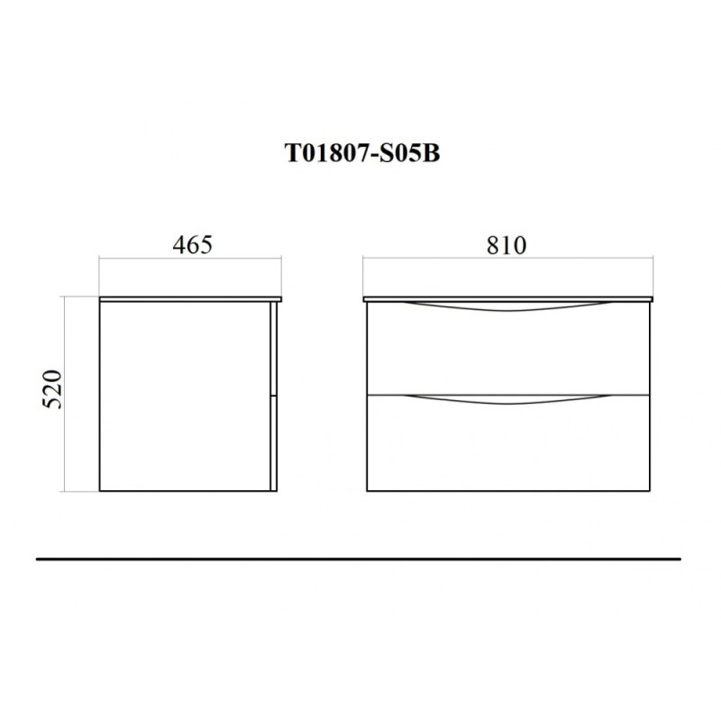 Тумба подвесная 80см темно-серая BOND Wave T01807-S05B с черной раковиной S05-808