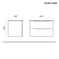 Тумба подвесная 80см темно-серая BOND Wave T01807-S05B с черной раковиной S05-808