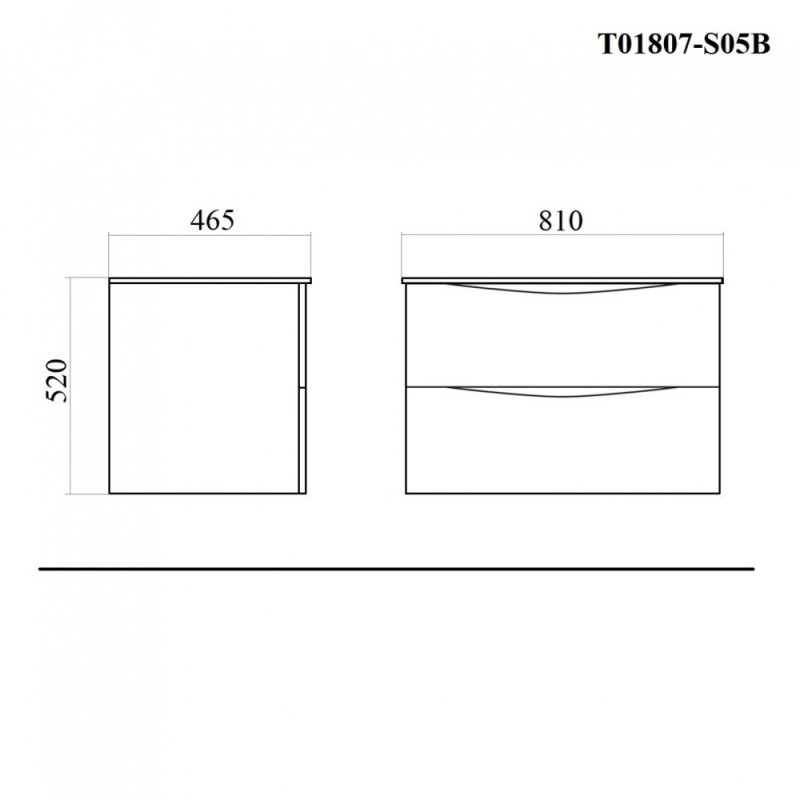 Тумба подвесная 80см темно-серая BOND Wave T01807-S05B с черной раковиной S05-808