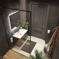 Тумба подвесная 80см темно-серая BOND Wave T01807-S05W с белой раковиной S05-800