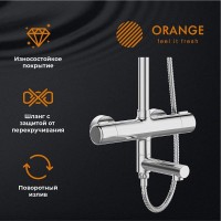 Душевая система Orange Thermo с термостатом, с поворотным изливом, хром глянцевый, T02S3-911cr