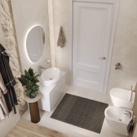 BOND T05805-S58600 Тумба c раковиной подвесная с белой столешницей
