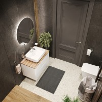 BOND T09805-S13500 Тумба c раковиной подвесная белая со столешницей под дерево