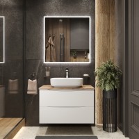 BOND T09805-S54500 Тумба c раковиной подвесная белая со столешницей под дерево