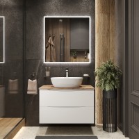 BOND T09805-S56500 Тумба c раковиной подвесная белая со столешницей под дерево