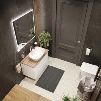 BOND T09805-S56500 Тумба c раковиной подвесная белая со столешницей под дерево