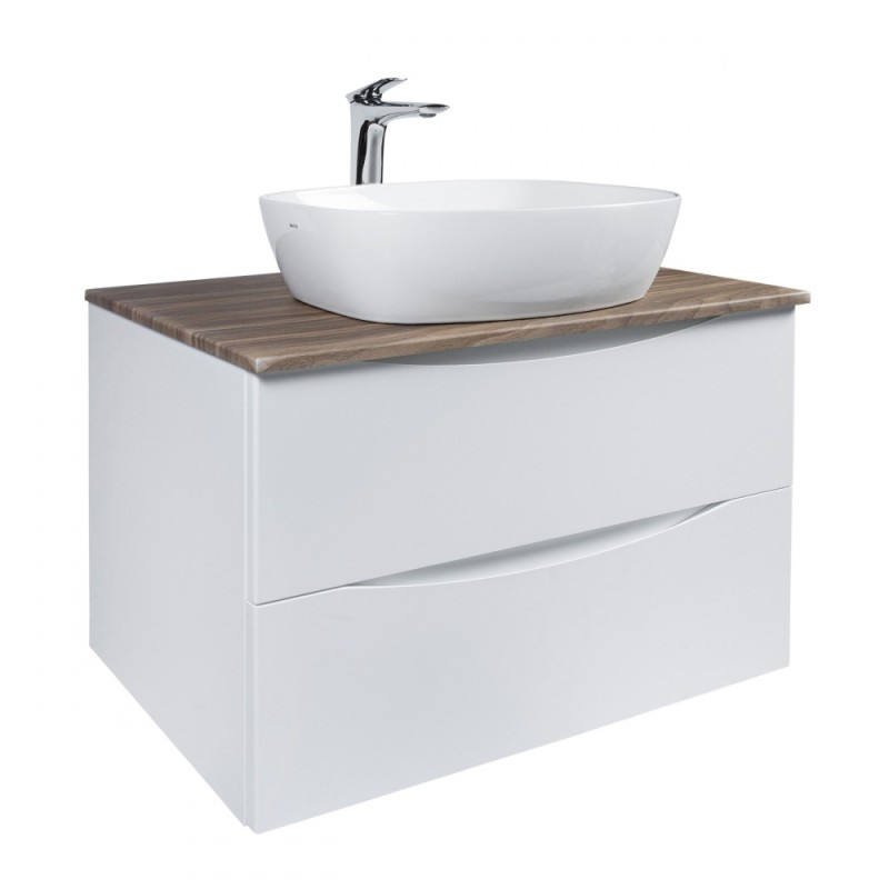BOND T09805-S56500 Тумба c раковиной подвесная белая со столешницей под дерево