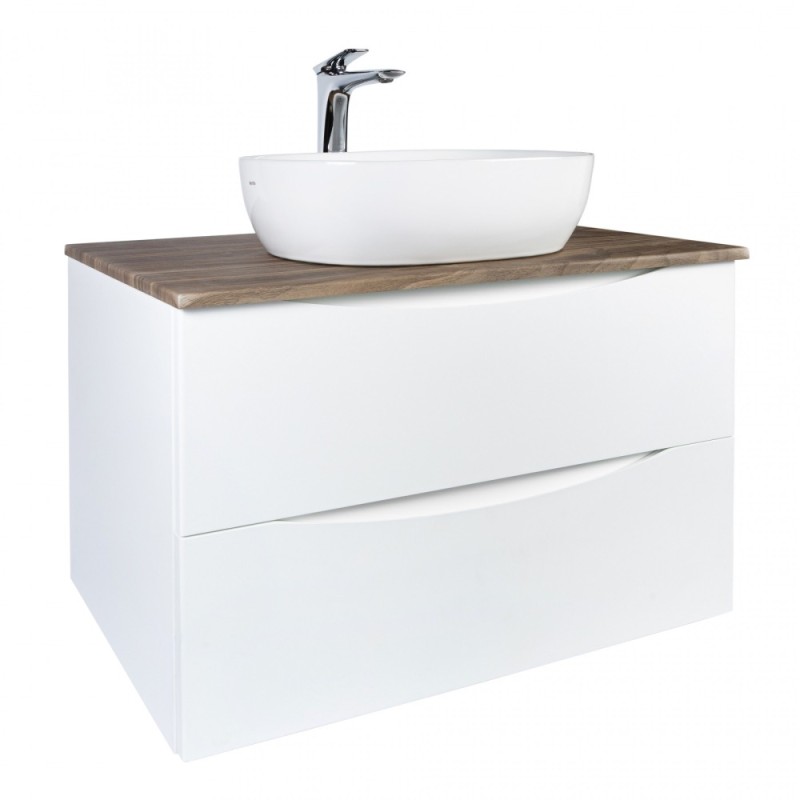 BOND T09805-S65490 Тумба c раковиной подвесная белая со столешницей под дерево