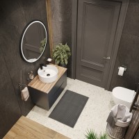BOND T09807-S03410 Тумба c раковиной подвесная серая со столешницей под дерево