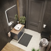 BOND T09807-S54450 Тумба c раковиной подвесная серая со столешницей под дерево