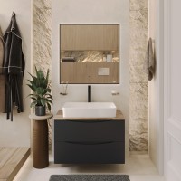 BOND T09807-S54620 Тумба c раковиной подвесная серая со столешницей под дерево