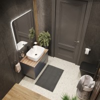 BOND T09807-S63500 Тумба c раковиной подвесная серая со столешницей под дерево