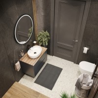 BOND T09807-S65490 Тумба c раковиной подвесная серая со столешницей под дерево