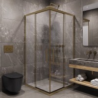 Душевой уголок Timo T38, 90 х 90 см, стекло прозрачное, профиль матовое золото