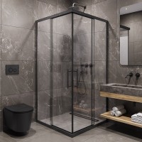 Душевой уголок Timo T40, 90 х 90 см, стекло прозрачное, профиль черный