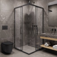 Душевой уголок Timo T40, 90 х 90 см, стекло прозрачное, профиль черный
