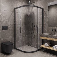 Душевой уголок Timo T46, 90 х 90 см, стекло прозрачное, профиль черный
