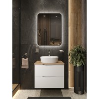 BOND T99605-S01410 Тумба c раковиной подвесная белая со столешницей под дерево