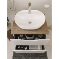 BOND T99605-S01500 Тумба c раковиной подвесная белая со столешницей под дерево