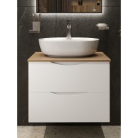 BOND T99605-S01500 Тумба c раковиной подвесная белая со столешницей под дерево