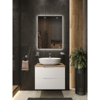 BOND T99605-S01500 Тумба c раковиной подвесная белая со столешницей под дерево