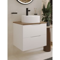 BOND T99605-S03410 Тумба c раковиной подвесная белая со столешницей под дерево