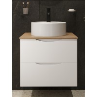 BOND T99605-S03410 Тумба c раковиной подвесная белая со столешницей под дерево