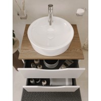 BOND T99605-S03430 Тумба c раковиной подвесная белая со столешницей под дерево